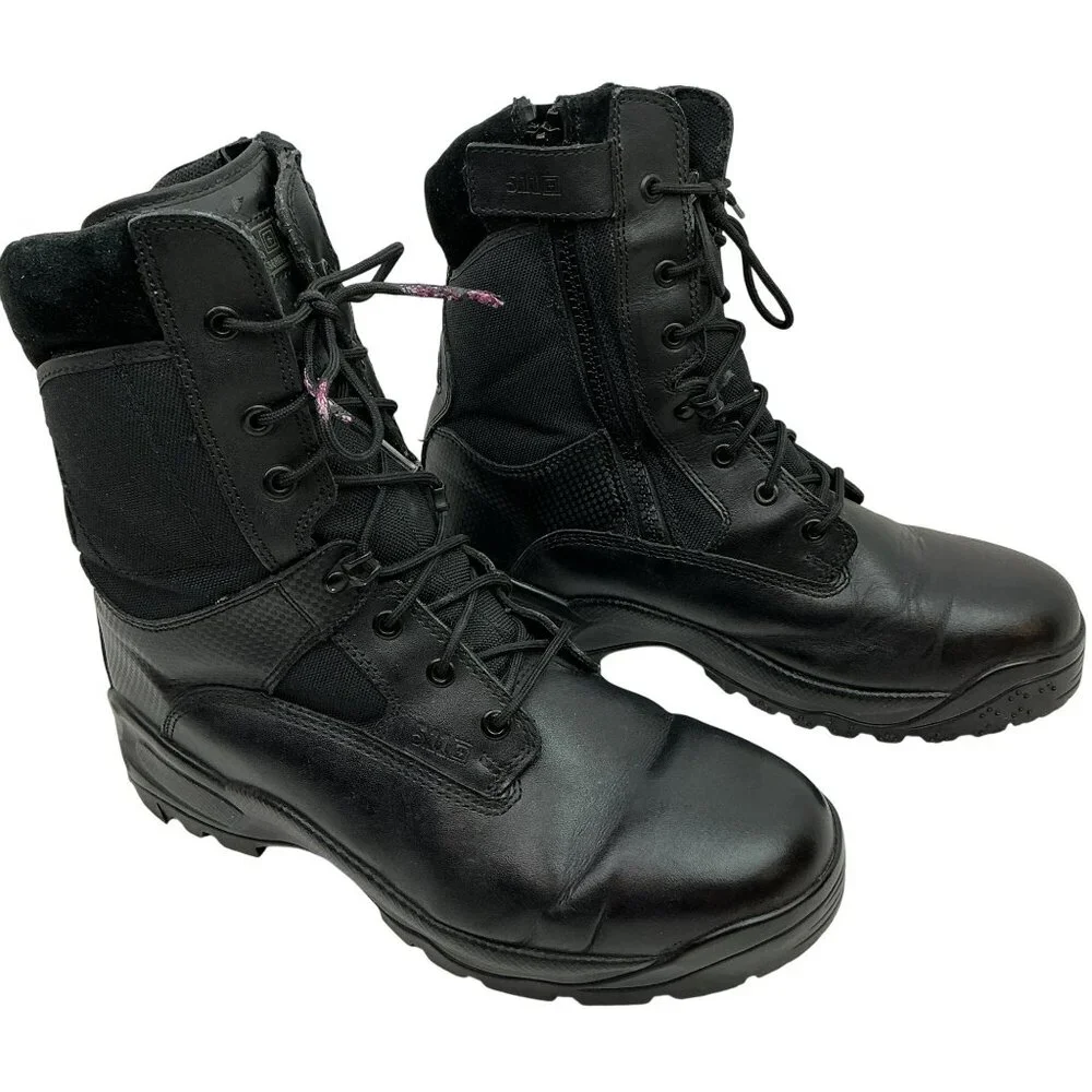 5.11 Tactical Series ATAC 8" Side Zip Combat Boots Mens 13 Leather Nylon Black - Picture 8 of 14